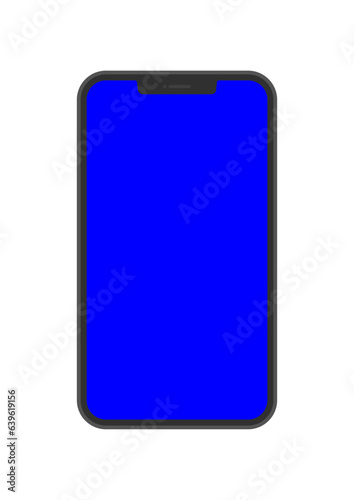 青い色の画面のスマホのモックアップ- ブルーバック･クロマキー合成のテンプレート素材