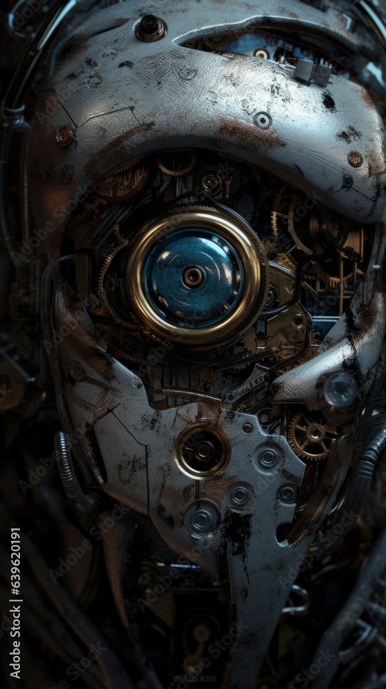 Fototapeta premium Mechanical eye: portrait of a robotic iris in high quality