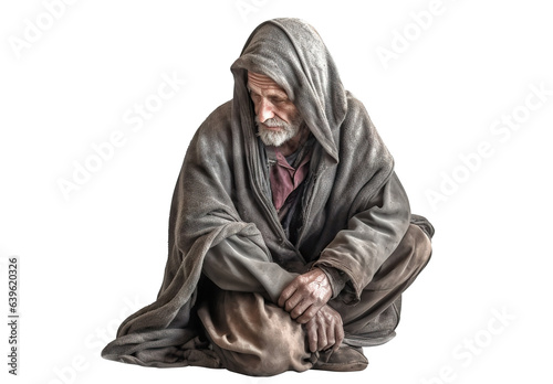 Homeless beggar, cut out