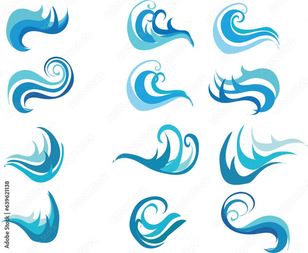 set of water wave set of ocean wave icon set of water wave set of ocean wave icon