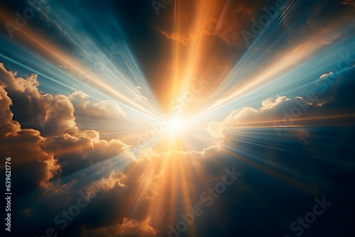 Slika na platnu Heavenly rays of light in the clouds