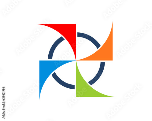 Pinwheel inside the circle vector logo