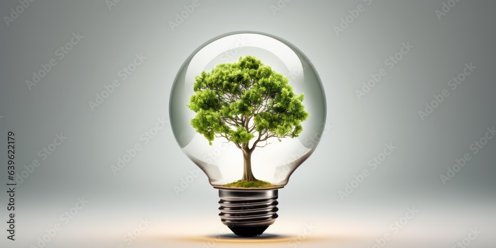 Light bulb with growing tree. Ecological friendly and sustainable environment, Saving energy and eco concept, Technology, Environment, Ecology concept, generative ai Light bulb with growing tree. Ecological friendly and sustainable environment, Saving energy and eco concept, Technology, Environment, Ecology concept, generative ai