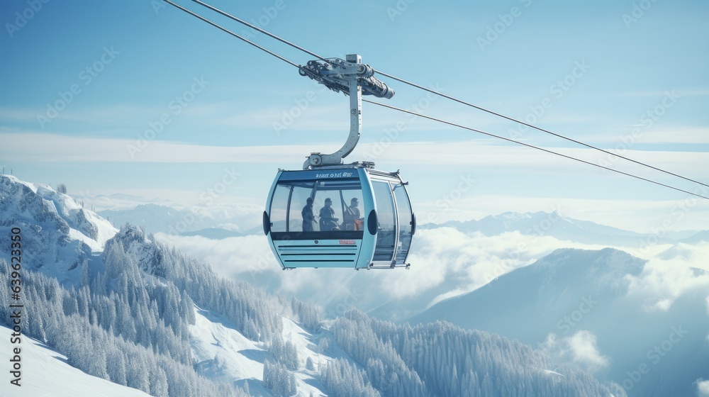 People who like to ski are riding on a special lift that takes them up the mountain. People who like to ski are riding on a special lift that takes them up the mountain.