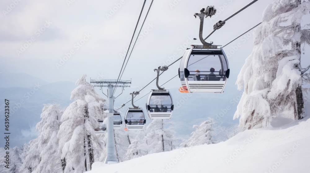 People who like to ski are riding on a special lift that takes them up the mountain. People who like to ski are riding on a special lift that takes them up the mountain.