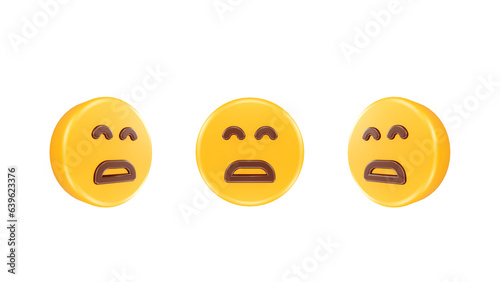 3D Render angry face with open mouth and close eyes Icon For Web Mobile App Social Media Promotion photo