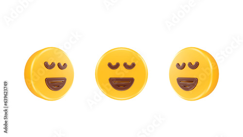 3D Render happy face with close eyes Icon For Web Mobile App Social Media Promotion