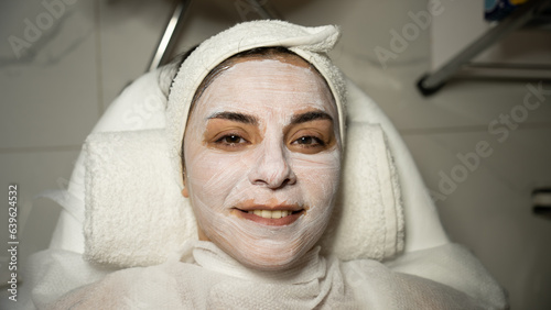 skin care. The woman has my skin pressure and mask made to get rid of the bad spots on her skin.