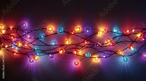 Christmas electric garland of light bulbs isolated. Generative Ai © hassanmim2021