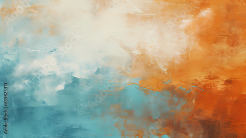 Εκτύπωση καμβά Abstract oil paint texture, orange, blue, tan uniform brush strokes on canvas
