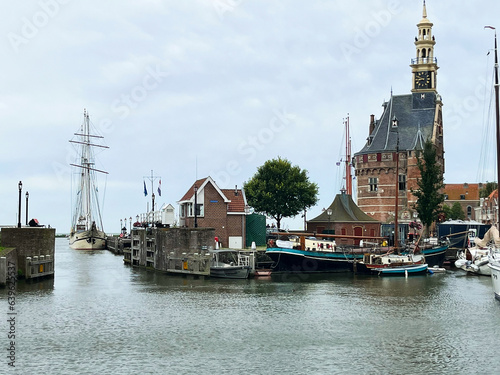 Hoorn, Netherlands. august, 22, 2023. The old port with the locks of Hoorn.