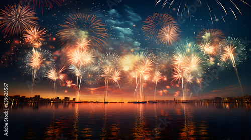 Celestial Fireworks: Bursting Colors in the Night Sky