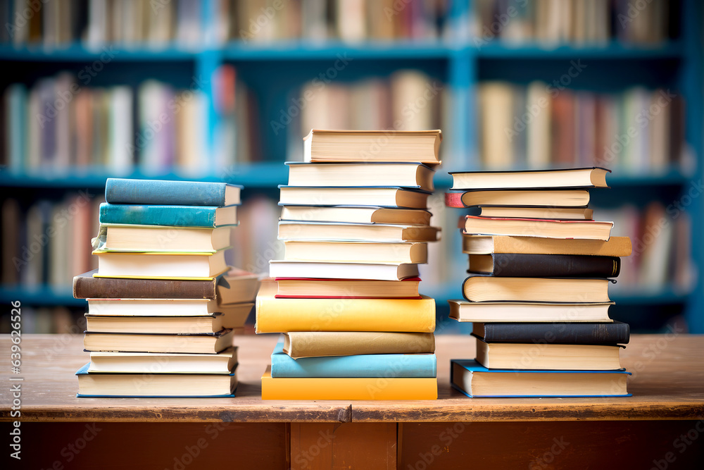 Pile Of Books In A Library. Back To School Concept. Ai Generated
Pile Of Books In A Library. Back To School Concept. Ai Generated