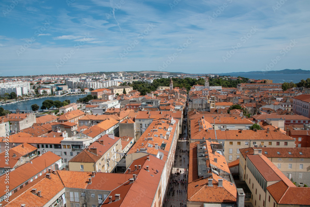 View of the old city Zadar from the belltower