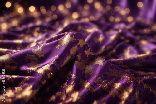 Purple and gold textile fabric background