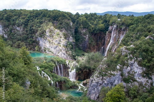 Multiple waterfall in the mountains of Cro  tia