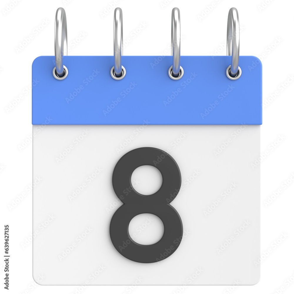3D calendar. Day 8. Eighth day of the month. 3D illustration. 3D calendar. Day 8. Eighth day of the month. 3D illustration.