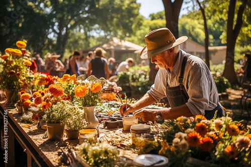 A retired gardener grows flowers in his backyard.  © ЮРИЙ ПОЗДНИКОВ