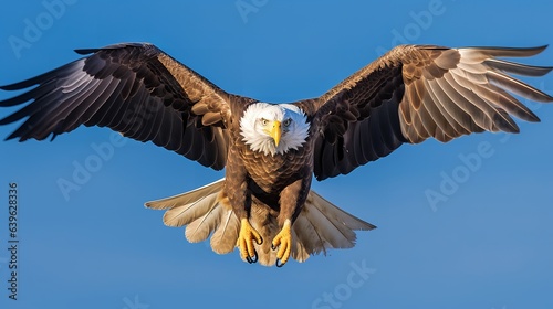 Soaring Bald Eagle Against a Brilliant Blue Sky