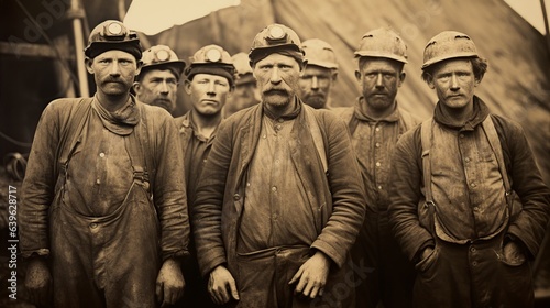group of mining workers in front of the camera