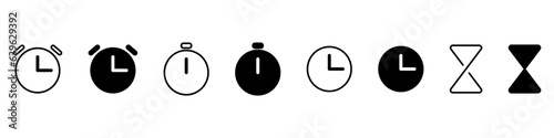 clock, watch, timer, timekeeper, ticker, sand clock, icon, set