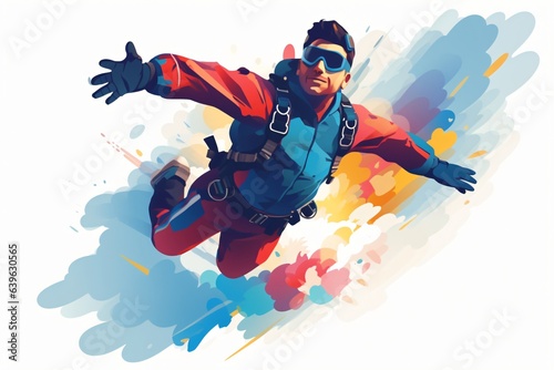Graphic illustration of a person doing skydiving