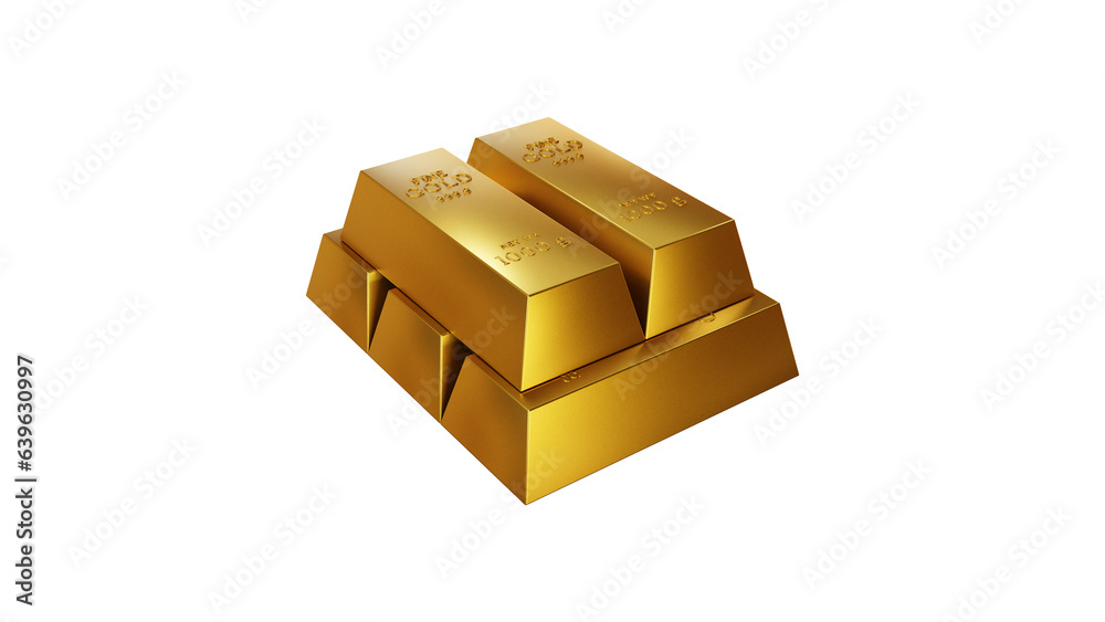 Gold bars isolated, 3d gold ingots isolated Gold bars isolated, 3d gold ingots isolated
