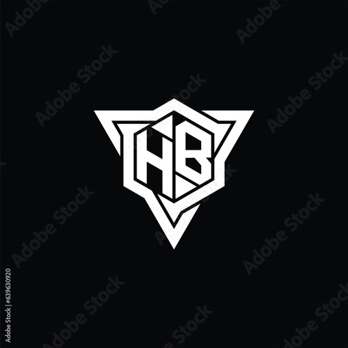 HB Logo monogram hexagon shape with triangle outline sharp slice style design template photo