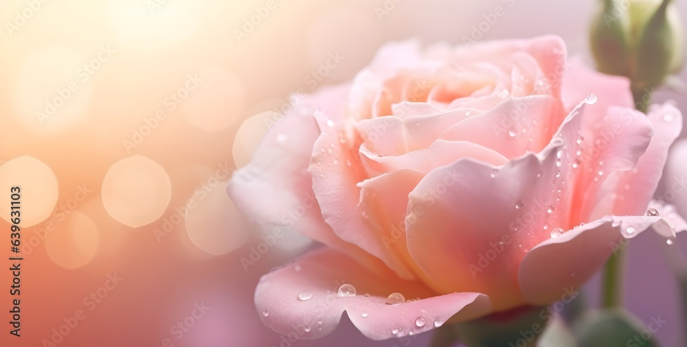 Pink Roses Flowers on light pink background. soft filter.