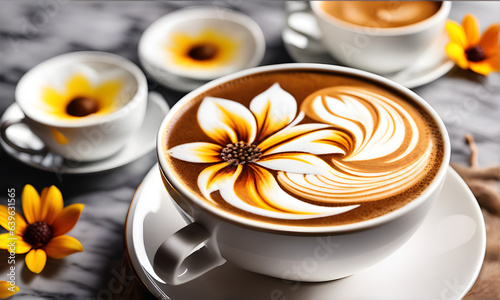 Harmony of Creativity and Flavor Exploring the World of Latte Art.(Generative AI)
