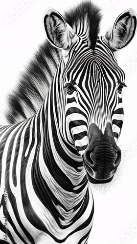 Photo of a black and white zebra in  A Studio on a white background - created with Generative AI technology