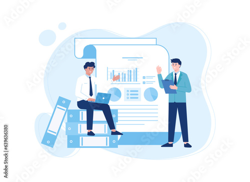 the people are presenting trading data concept flat illustration