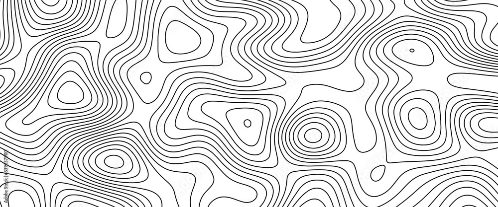 Abstract Topographic map background with wave line. Topographic map background. Line topography map contour background, geographic grid. Abstract vector illustration.	