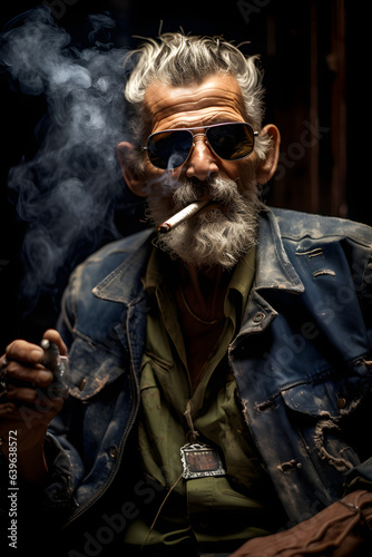 older man smoking