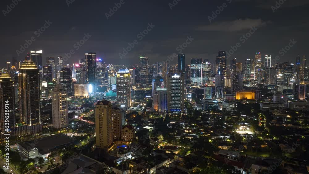 night illumination flight over jakarta city center downtown district aerial panorama 4k timelapse indonesia night illumination flight over jakarta city center downtown district aerial panorama 4k timelapse indonesia