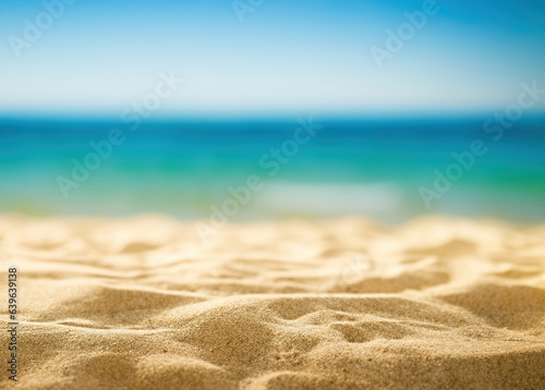 Summer Vacation Vibes: Serene Beach Background with Sand, Sea, and Sunny Blue Waves