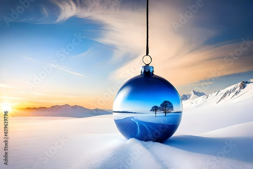 christmas ball on snow