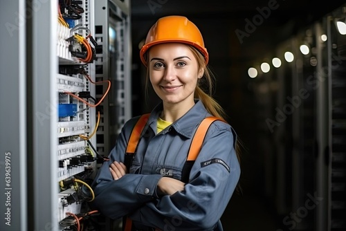 Caucasian Female Electrician Background Attractive Generative AI