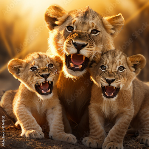 Murais de parede A baby lion cub roars