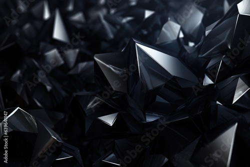 Abstract 3d rendering of chaotic low poly shapes. Futuristic background. abstract black crystal background  AI Generated