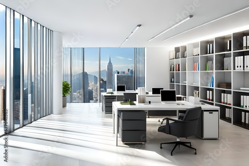 modern office interior with desk