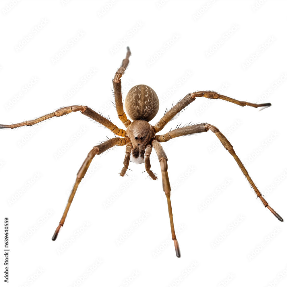 Araignée recluse brune (Loxosceles reclusa) avec transparence, sans background - obrazy, fototapety, plakaty 