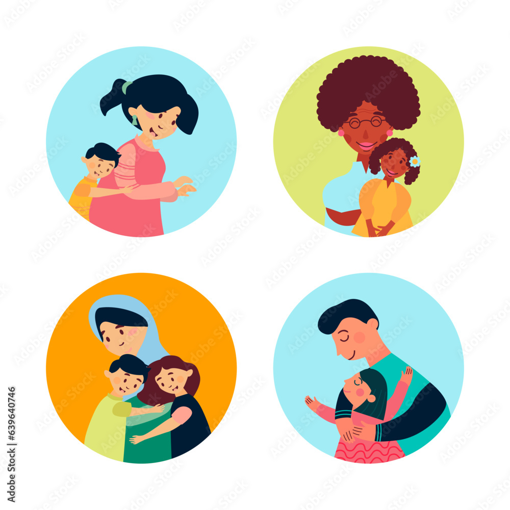 Collection of vector illustrations of happy family Collection of vector illustrations of happy family