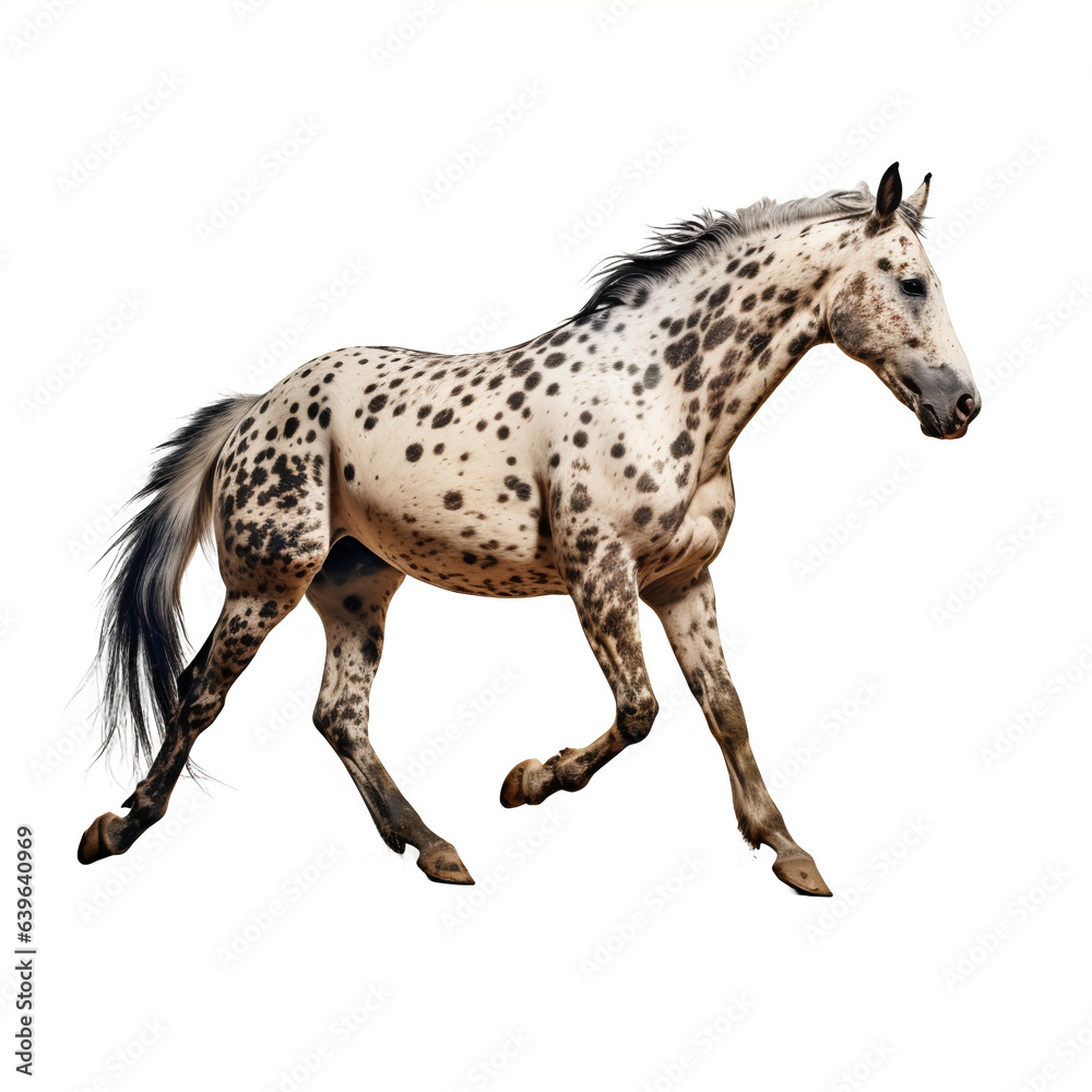 Cheval Appaloosa Originaire des États-Unis, Étalon avec transparence, sans background Cheval Appaloosa Originaire des États-Unis, Étalon avec transparence, sans background