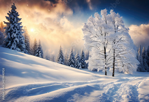 Winter view of falling snow...