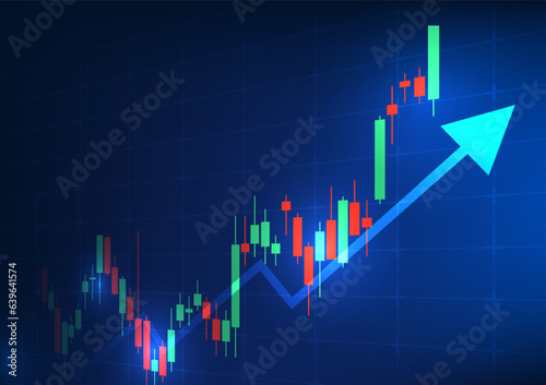Stock chart technology It is a graph technology that shows the value of a company in the stock market. Let investors pay attention It is a red-green candlestick with an arrow pointing up.