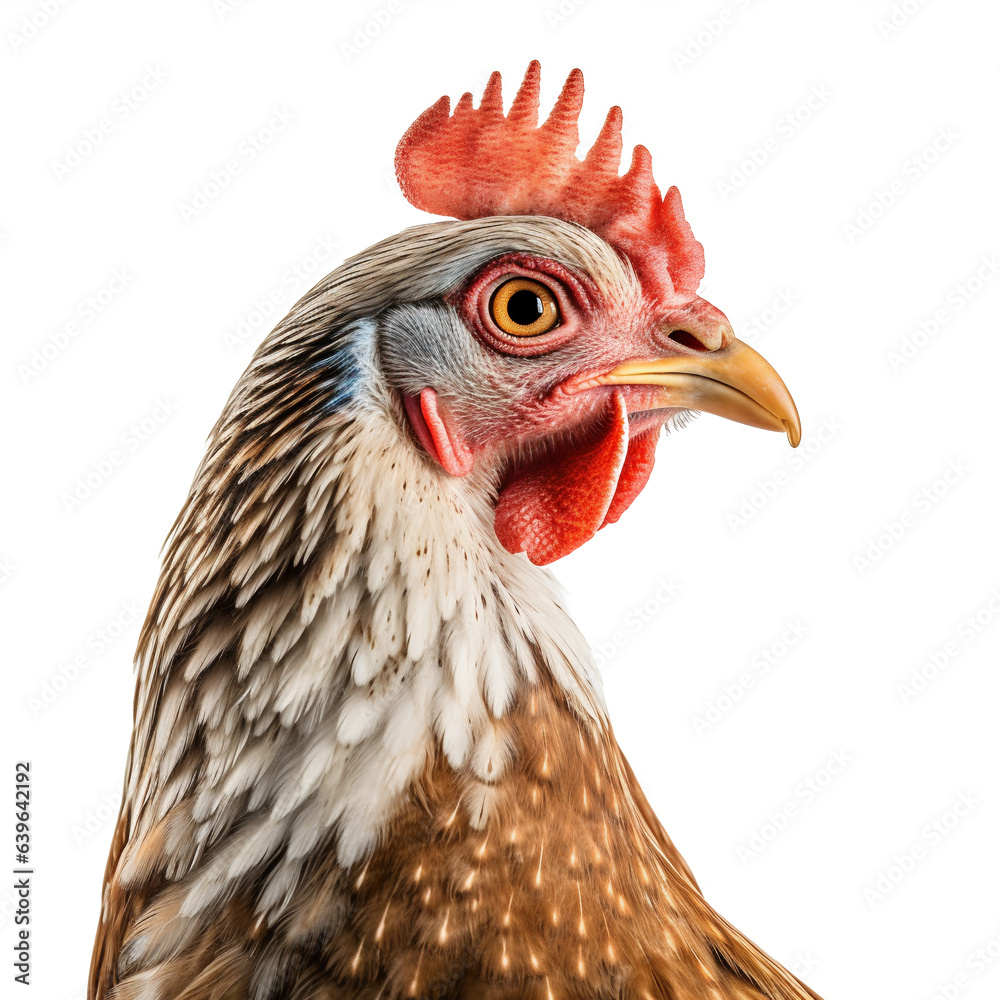 Poule, poulet domestique, coq (Gallus gallus domesticus) avec transparence, sans background