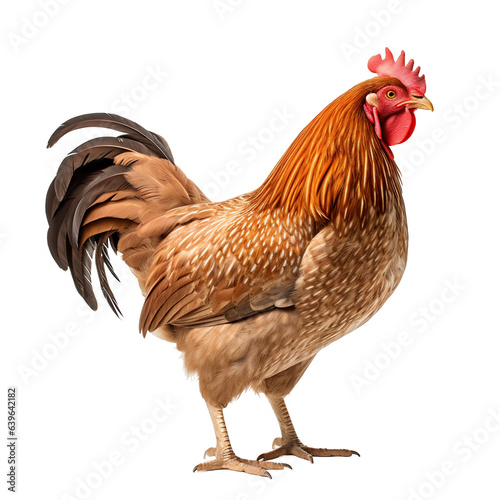 Poule, poulet domestique, coq (Gallus gallus domesticus) avec transparence, sans background