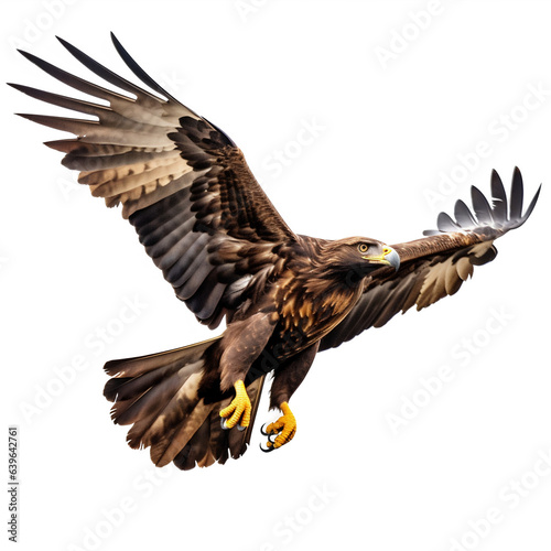 Aigle royal en vol (Aquila chrysaetos) avec transparence, sans background