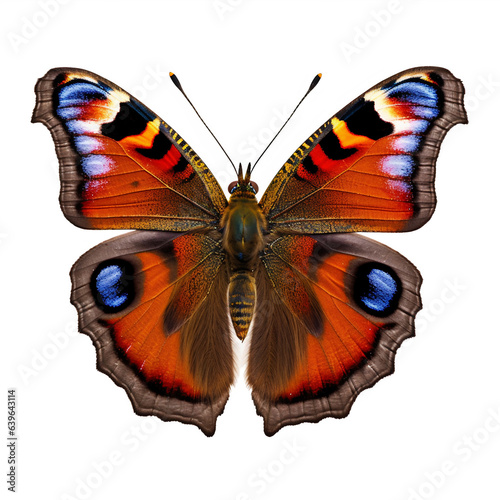 Papillon Paon-du-jour (Aglais io) avec transparence, sans background © MATTHIEU